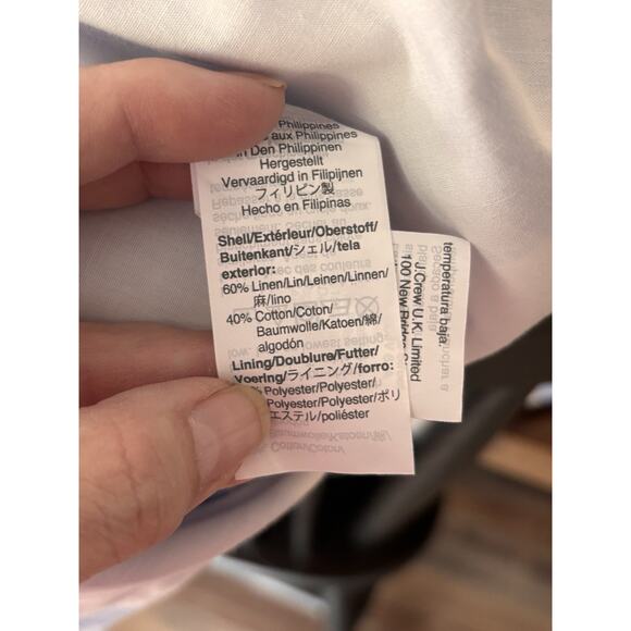 J.Crew Linen Blend Blue White Gingham Check Button Up Lined Sun Dress Sz 4 Midi - Picture 8 of 10